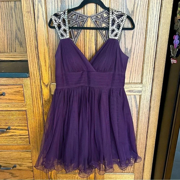 Blondie Nites | Formal Homecoming Prom Dress‎ in Purple w Gold Sequin | size 13 - Picture 1 of 8
